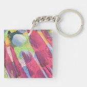 Quadrat Schlüsselkette im Baumwolldesign Schlüsselanhänger (Rückseite)