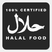Quadrat Schwarz-Weiß 100% Halal-Aufkleber Quadratischer Aufkleber (Vorderseite)