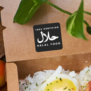 Quadrat Schwarz-Weiß 100% Halal-Aufkleber Quadratischer Aufkleber