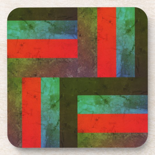 Quadrat stripes Marmortiefen Steinblick Getränkeuntersetzer (Vorderseite)