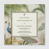 Quadrat Tropischer Pfauenpalm Speichern Sie das Da Magnetkarte (Vorderseite)