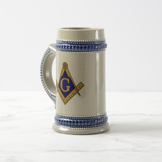 Quadrat u. Kompassse Stein Bierglas (Vorderseite Links)