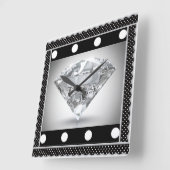 Quadrat-Uhr/Diamantpunkte und Polka-Punkte Quadratische Wanduhr (Winkel)