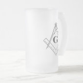 Quadrat-und Kompass-Bier-Glas Mattglas Bierglas (VorderseiteRechts)