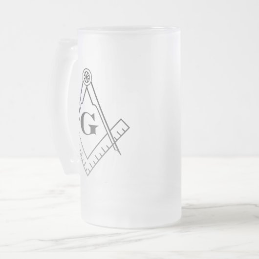 Quadrat-und Kompass-Bier-Glas Mattglas Bierglas (Vorderseite Links)