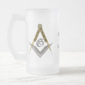 Quadrat und Kompass mit allem sehenden Auge Mattglas Bierglas (Links)