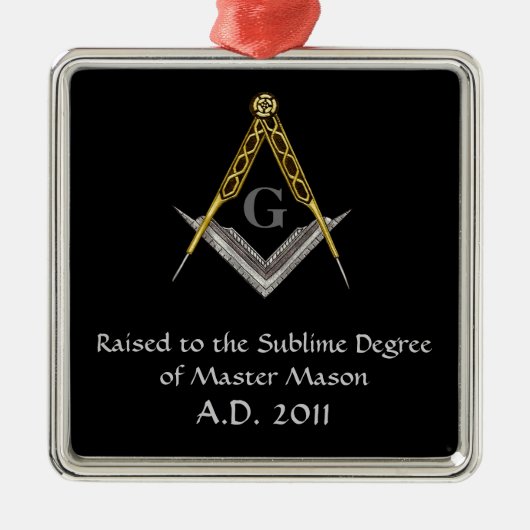 Quadrat und Kompass mit allem sehenden Auge Silbernes Ornament (Vorne)