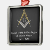 Quadrat und Kompass mit allem sehenden Auge Silbernes Ornament (Links)