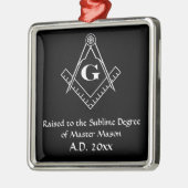 Quadrat und Kompass mit der Einfügung G (weiß) Silbernes Ornament (Links)