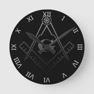 Quadrat und Kompass mit Inset G (Ombre) Runde Wanduhr