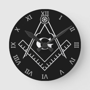 Quadrat und Kompass mit Inset G (weiß) Runde Wanduhr