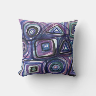 Quadrat und Kreise Retro Wasserfarbkissen Kissen