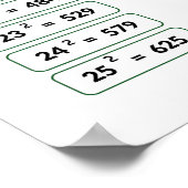 Quadrat und Quadrat Roots Table Matches Poster (Ecke)