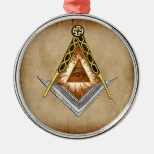 Quadrat und Zirkel Allsehendes Auge Ornament Aus Metall