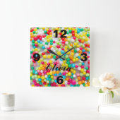 Quadrat Wand Uhr farbige Bälle (Zuhause)