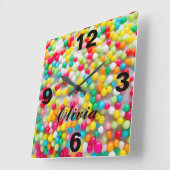 Quadrat Wand Uhr farbige Bälle (Winkel)