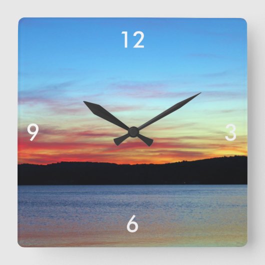 Quadrat-Wanduhr/Sonnenuntergang Quadratische Wanduhr (Vorderseite)