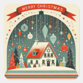 Quadrat-Weihnachtssticker Quadratischer Aufkleber