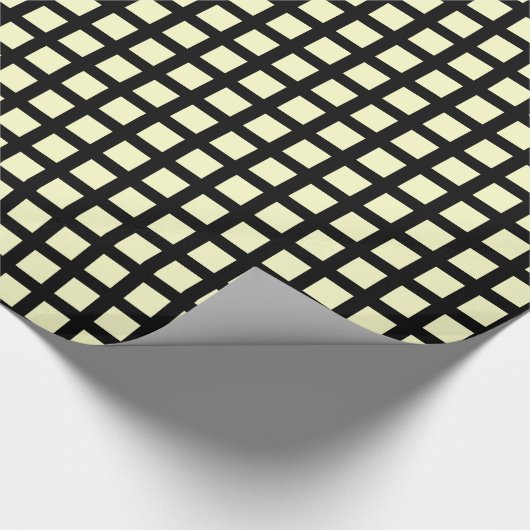 Quadrate 02 - Blassgelb auf schwarz Geschenkpapier (Ecke)