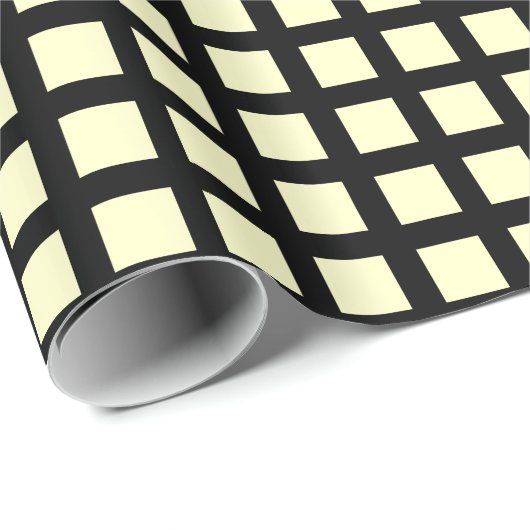 Quadrate 02 - Blassgelb auf schwarz Geschenkpapier (Rolleneckpunkt)