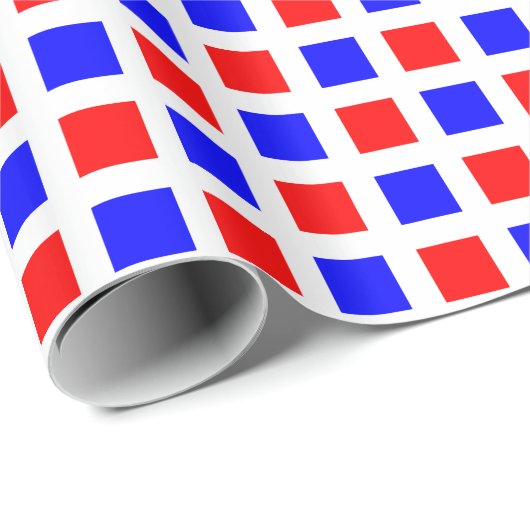 Quadrate 02 - Blau und Rot Geschenkpapier (Rolleneckpunkt)