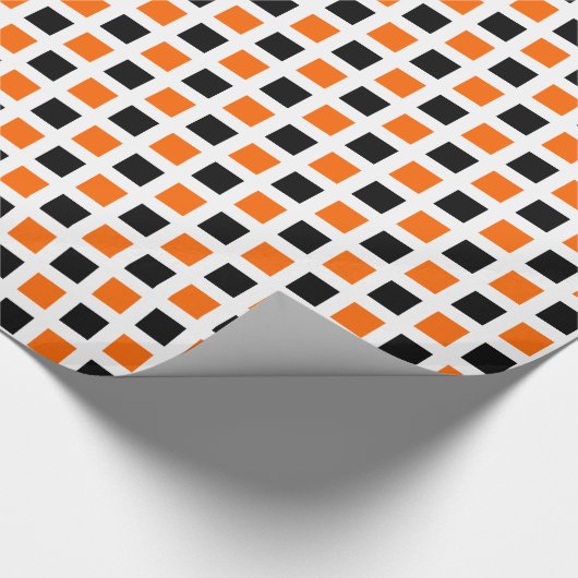 Quadrate 02 - Orange und Schwarz Geschenkpapier (Ecke)