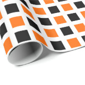 Quadrate 02 - Orange und Schwarz Geschenkpapier (Rolleneckpunkt)