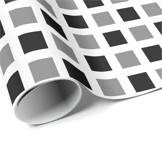 Quadrate 02 - Schwarz und Grau Geschenkpapier (Rolleneckpunkt)