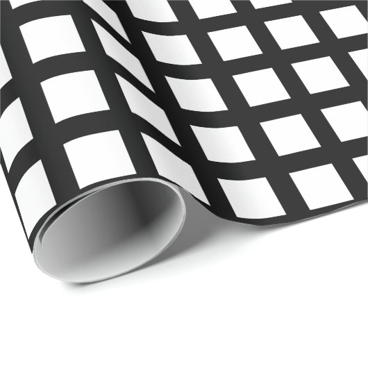 Quadrate 02 - Weiß auf Schwarz Geschenkpapier (Rolleneckpunkt)