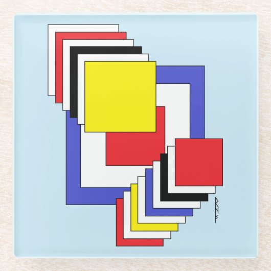 Quadrate Abstrakt Glasuntersetzer (Vorderseite)