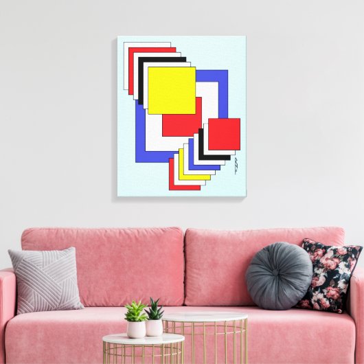 Quadrate Abstrakt Leinwanddruck (Insitu (Wohnzimmer))