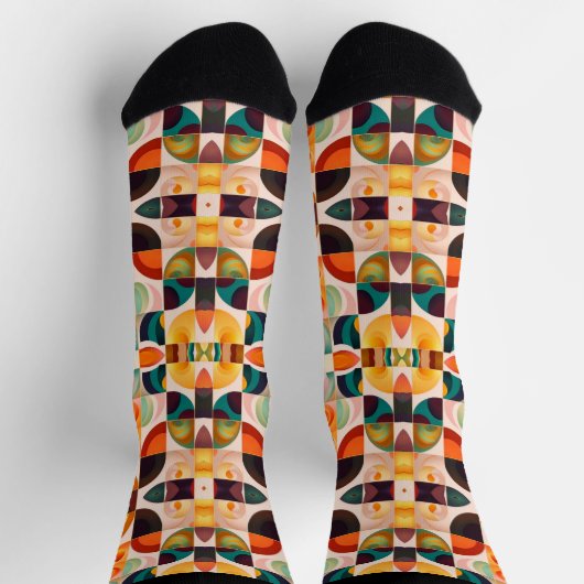 Quadrate Abstrakt Retro Moderne Sammlung Socken (Oben)