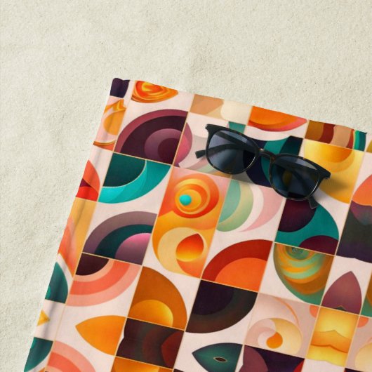 Quadrate Abstrakt Retro Moderne Sammlung Strandtuch (Beispiel)
