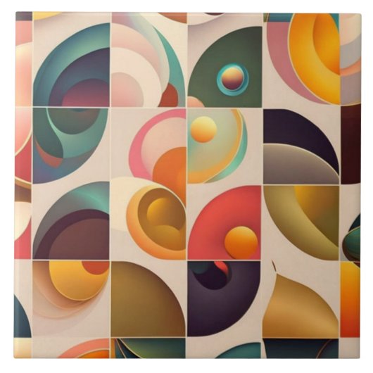Quadrate Abstrakt Retro Trendy Collection Fliese (Vorderseite)