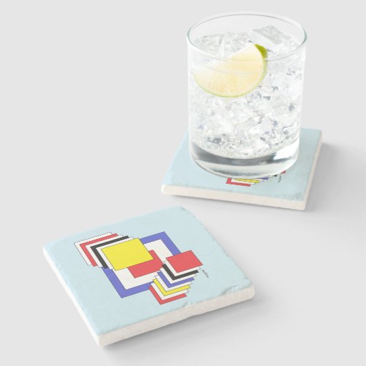 Quadrate Abstrakt Steinuntersetzer (Seitenansicht)