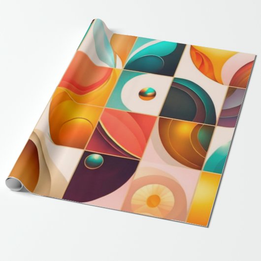 Quadrate Abstrakte Retro-Kollektion Geschenkpapier (Ungerollt)