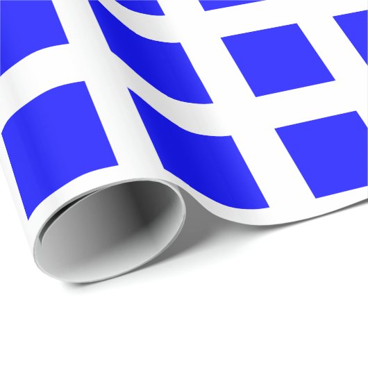 Quadrate - Blau auf Weiß Geschenkpapier (Rolleneckpunkt)