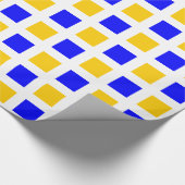 Quadrate - Blau und Gelb auf Weiß Geschenkpapier (Ecke)