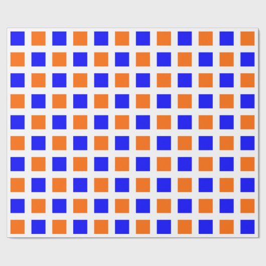 Quadrate - Blau und Orange auf Weiß Geschenkpapier (Flach)