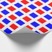 Quadrate - Blau und Rot auf Weiß Geschenkpapier (Ecke)