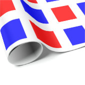 Quadrate - Blau und Rot auf Weiß Geschenkpapier (Rolleneckpunkt)