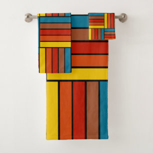 Quadrate der 1970er Jahre Badhandtuch Set