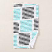 Quadrate der blauen Linie Türkis Badhandtuch Set (Handtuch)