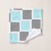 Quadrate der blauen Linie Türkis Badhandtuch Set (Waschlappen)