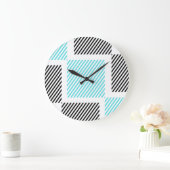 Quadrate der blauen Linie Türkis Große Wanduhr (Zuhause)