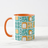 Quadrate der Mitte und Dots Muster Aquamarin, oran Tasse (Links)