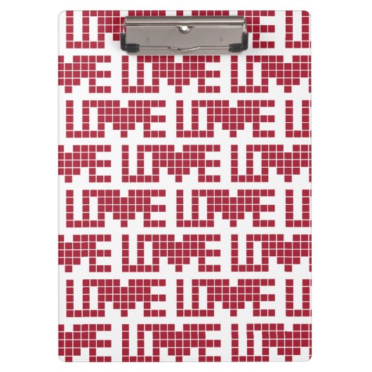 Quadrate der niedlichen roten Liebe Klemmbrett (Vorderseite)