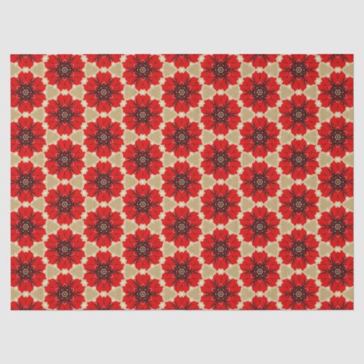 Quadrate der roten Blume Seidenpapier (Vorderseite)