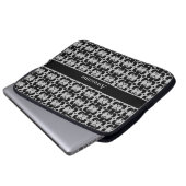 Quadrate & Diamantmuster in Schwarz & Silbergrau Laptopschutzhülle (Vorne Knopf)