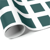 Quadrate - Dunkelgrün auf Weiß Geschenkpapier (Rolleneckpunkt)